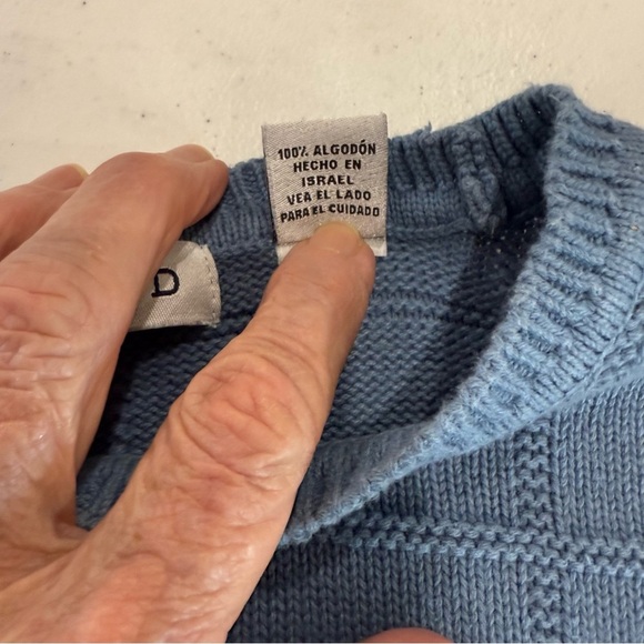 IZOD Cable Knit Sweater Blue Cotton Crew Neck Long Sleeves Men’s Size Large - Picture 10 of 12